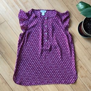 Loft magenta pink blouse ruffle sleeve tank